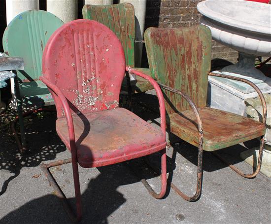 2 pairs metal armchairs